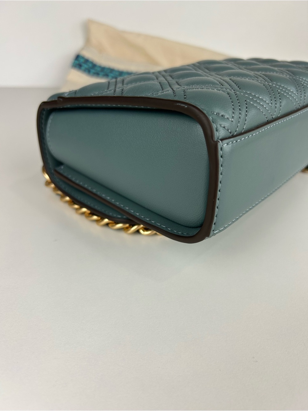 TORY BURCH FLEMING BLUE GRAY SHOULDER CROSSBODY BAG PURSE - Picture 5 of 14